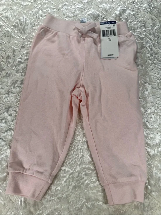 NWT Ralph Lauren Light Pink Baby Cotton Joggers