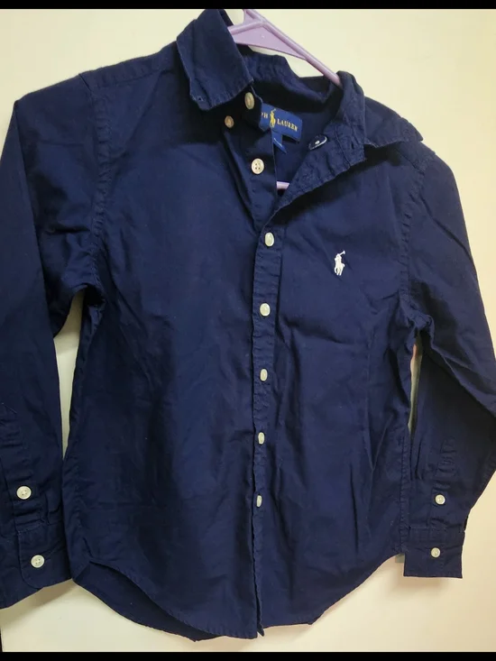Ralph Lauren Navy Shirt with Yellow Polo Logo