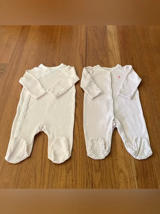 Ralph Lauren Floral Trim and Striped Coveralls Baby Set