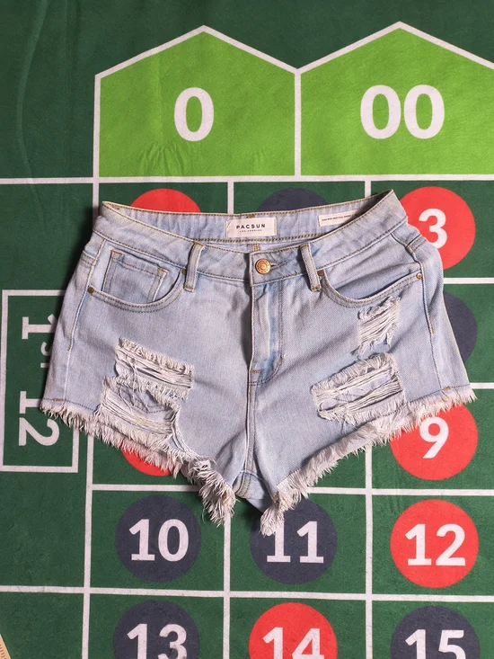 PacSun High Rise Festival Short Women's 25 Light Wash Distressed Denim Shorts