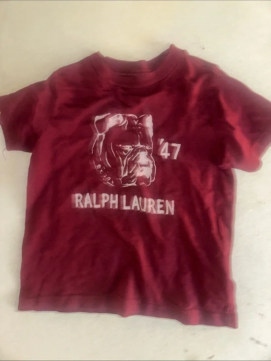 Kids Size 2T Ralph Lauren Kids Burgundy Bulldog Graphic Tee