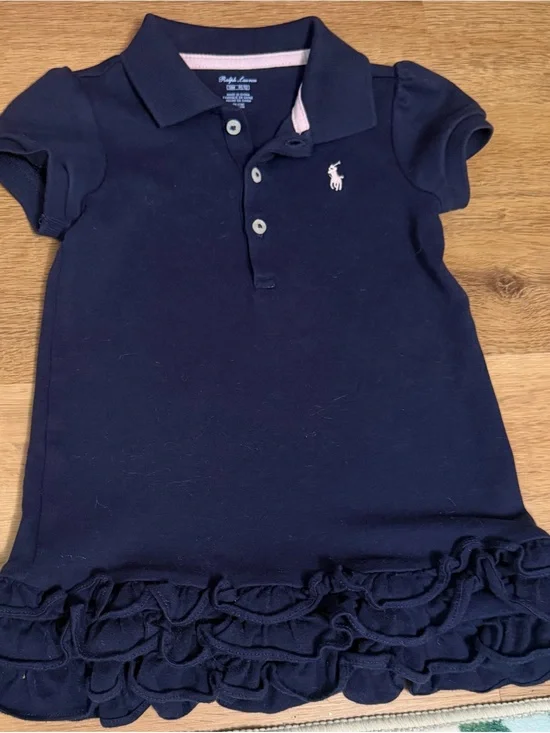 Ralph Lauren Navy Polo Dress with Pink Pony Embroidery 18M
