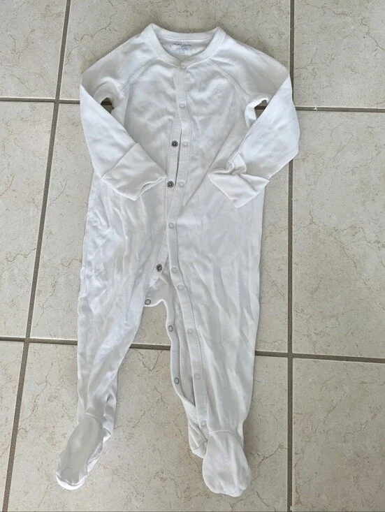 Ralph Lauren White Baby Footed One-Piece Pajama