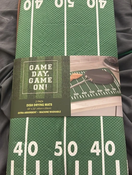 Game Day Dish Drying Mats - Green Football Field Design