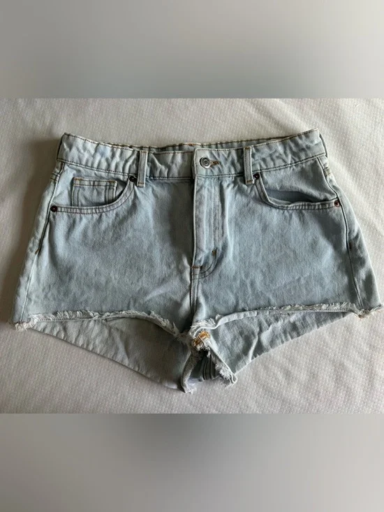H&M Light Blue Denim High-Rise Cutoff Shorts