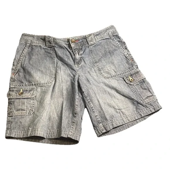 Tommy Hilfiger Women's‎ Denim Cargo Shorts Size 12 Blue Utility Pockets Casual