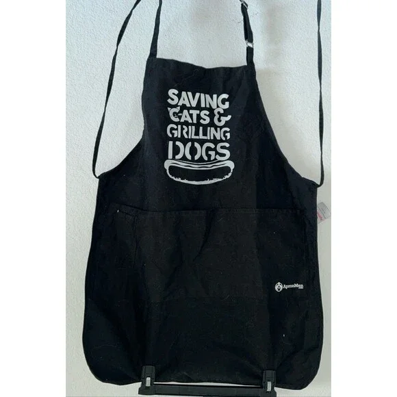 Apron Men 4 Pockets Black Adjustable Neck Strap Dad Gift Funny Graphics New