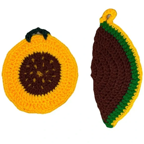 Handmade Trivet Hot Pad Pot Holder Crochet Decor‎ Fruit Handmade (2) NEW
