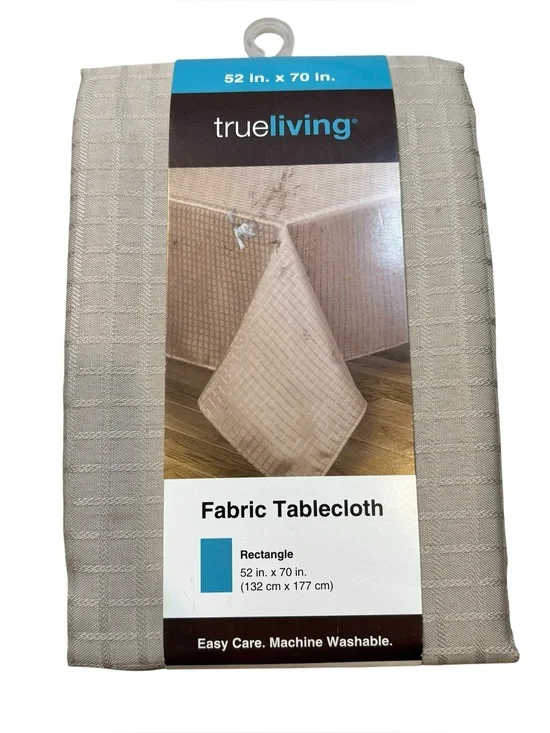Brand new True Living Brand Beige Cloth Table Cloth 52 x 70”