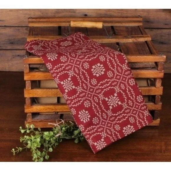 Lover's Knot Jacquard Barn Red Kitchen Towel 18x28