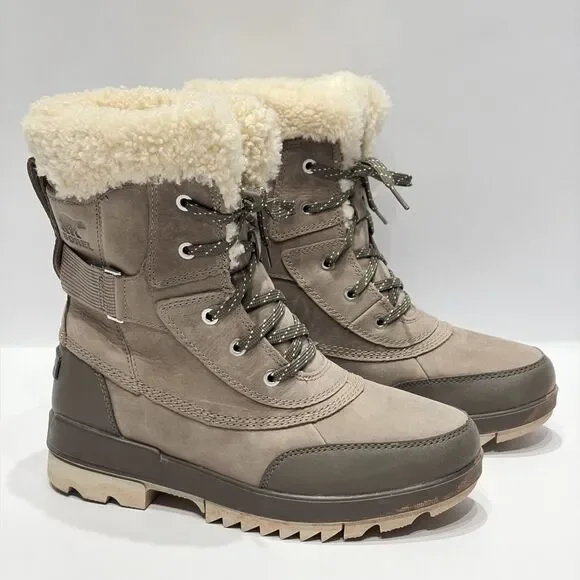 Sorel Tivoli IV Parc Waterproof Winter Boots Beige Leather Women 9.5 Light Wear