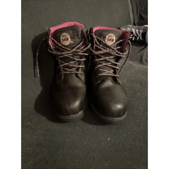 Womens Brahma Steel Toe Boots Brown With Pink Interior Size 8