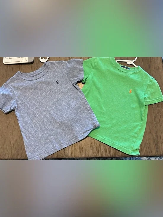 Ralph Lauren Kids Heather Gray & Bright Green Short Sleeve Tees