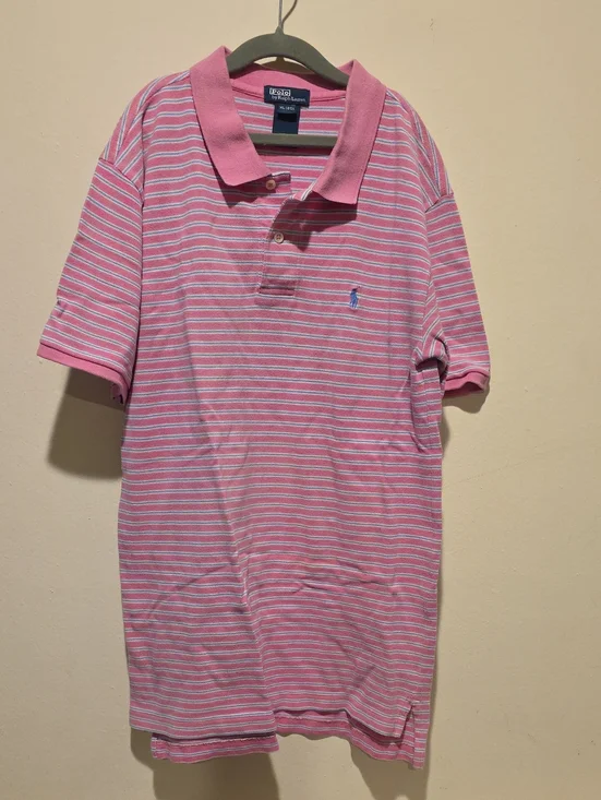 Polo Ralph Lauren Pink Striped Polo Shirt Xl 18