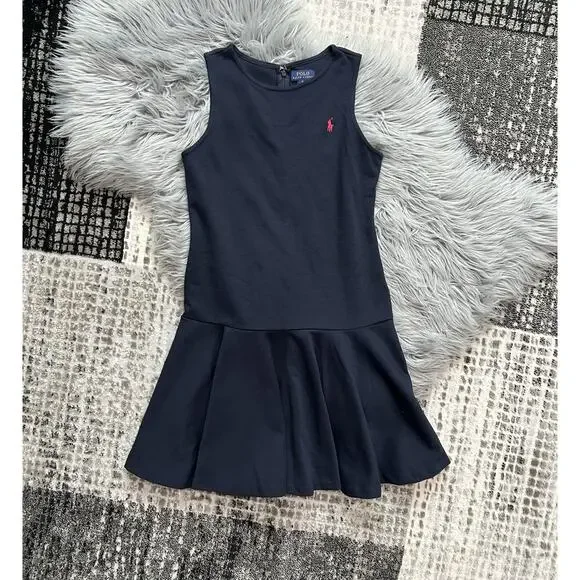 Ralph Lauren‎ Girls Navy Sleeveless Ponte Fit-and-Flare Dress Size XL (16)