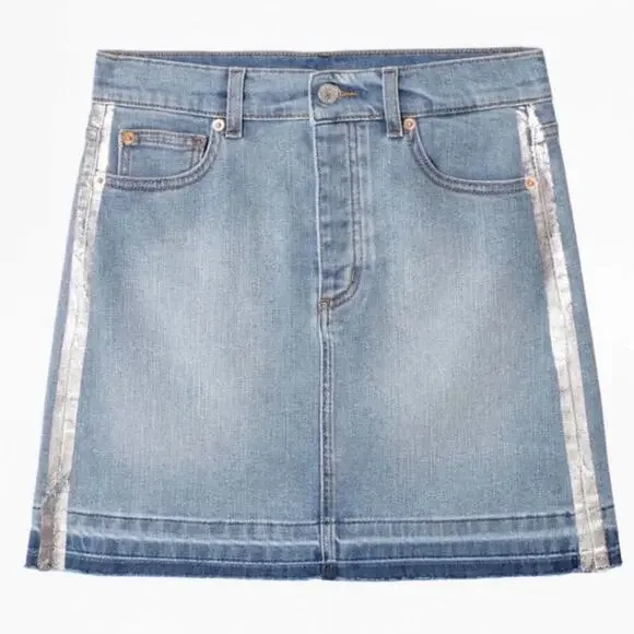 ZADIG & VOLTAIRE Denim Juicy Dream Blue jean skirt silver accents NWT Size 40