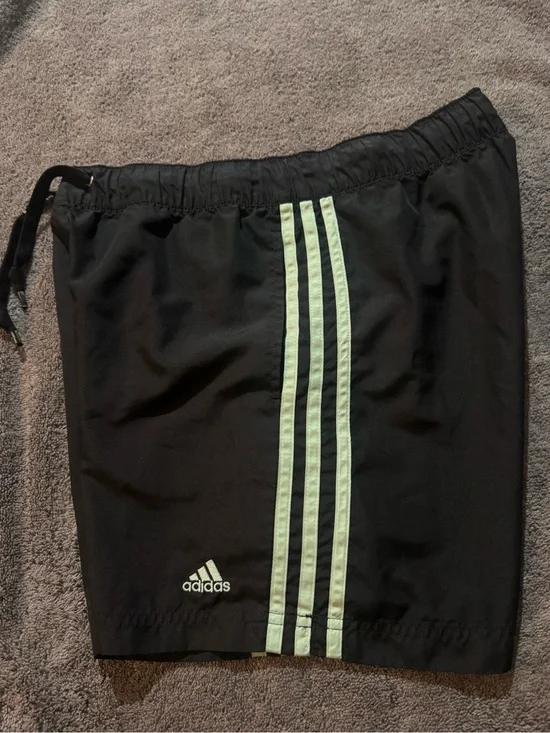 adidas Black Shorts with Mint Three-Stripe Tag