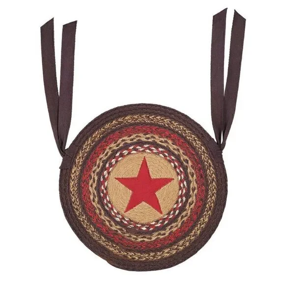 Farmhouse Landon Star Jute Braided Chair Pad 15 inch Country