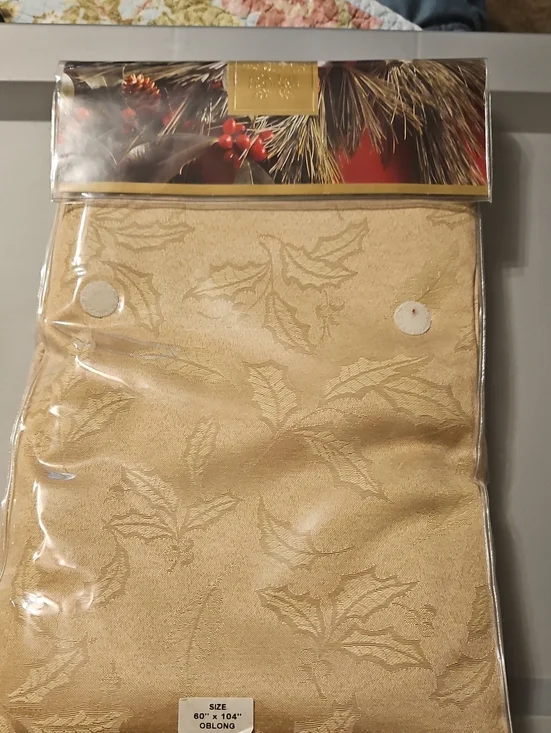Lenox Gold Holly Jacquard Tablecloth - 60