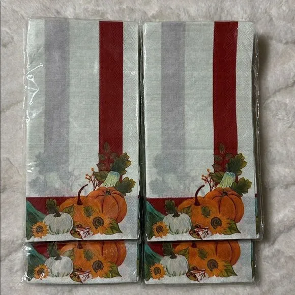 Greenbrier Thanksgiving Harvest Fall Guest Shaped Napkins 14 x 4 packs