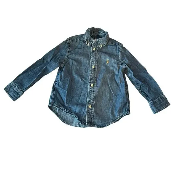 Ralph Lauren Kids Toddler‎ Long Sleeve Button Down Denim Sport Shirt Size 3T