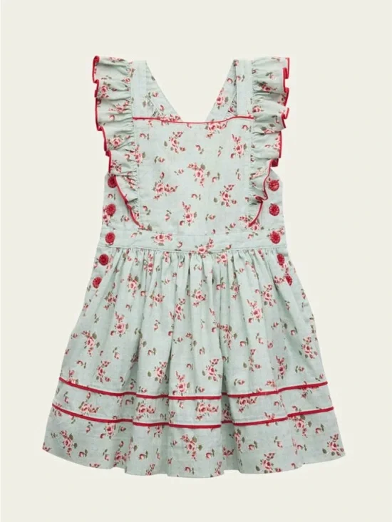 Ralph Lauren Girls Floral Linen-Cotton Dress - Size 6