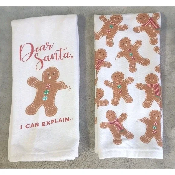 Kitchen‎ Dish Tea Towels Gingerbread Christmas Dear Santa 22