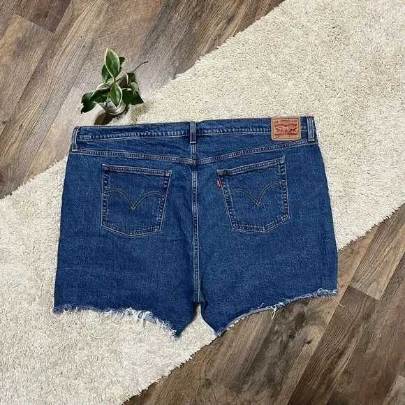 Levi's 501 Size 24 W Medium Wash Frayed Hem High-Rise Button Fly Denim Shorts