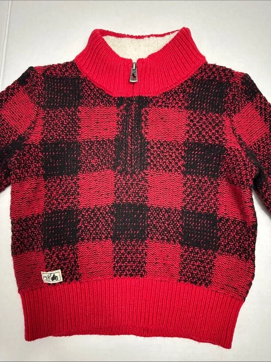Ralph Lauren Pullover Sweater Baby 18 months Red Buffalo Plaid Wool Blend Xmas