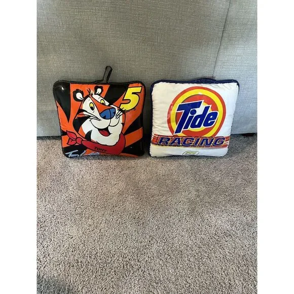 2 Nascar Racing Pillow Terry Lebonte w/Tony the Tiger, Ricky Craven Tide Vintage