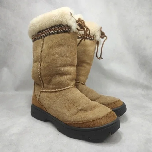 UGG Australia Ultimate Cuff Women's Boots Tasman Braided Detail Tan‎ Chestnut 7