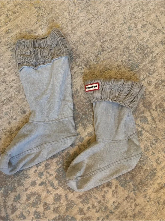 Hunter Light Gray Fleece Boot Liners with Knit Cuff