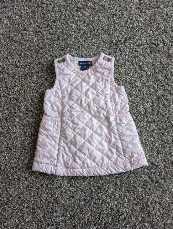 Ralph Lauren Baby Girl's Quilted Dress Size 9 Months Pink