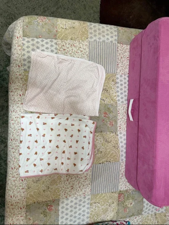 Ralph Lauren Pink Floral & Dot Baby Blankets Set