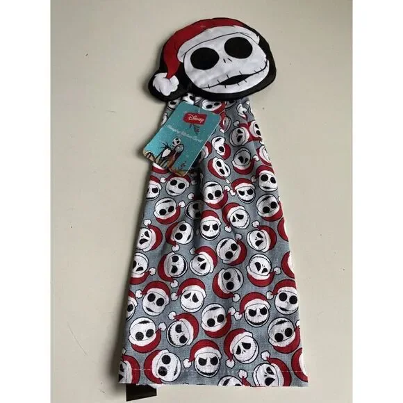 Disney Nightmare Before Christmas Hanging Kitchen Towel Jack‎ Santa Hat NEW
