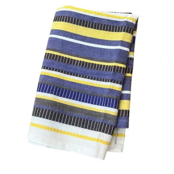 Anthropologie Kitchen Decor Woven Dish Tea Towel Striped Blue Yellow‎ White