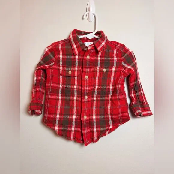 Ralph Lauren Infant Boys Red Plaid Button Down - Size 12 Months