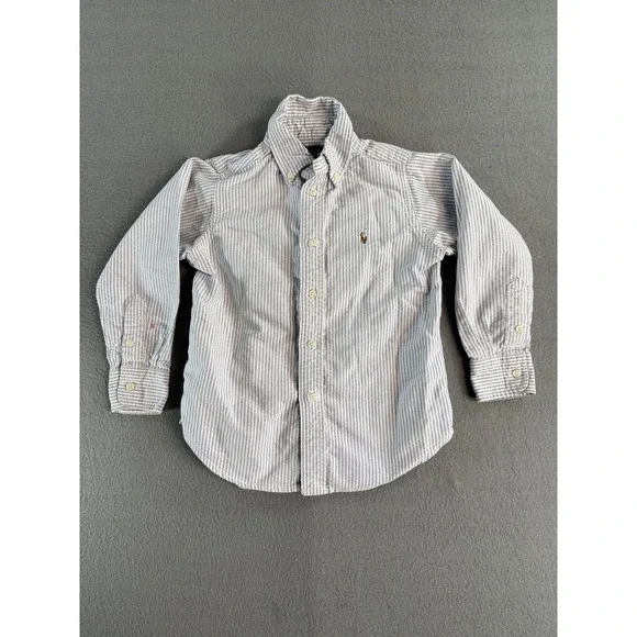 Ralph Lauren Shirt Boys 4T Blue Stripe Long Sleeve Button Down Cotton Casual