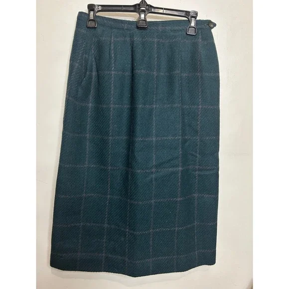 Vintage Bristol County‎ Wool Blend Plaid Pencil Skirt - Size 10