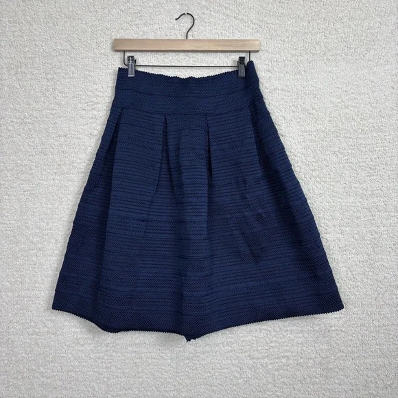 7th Avenue Skirt Womens Medium Blue Knit Pleated‎ Heavy Pull On Non Lined