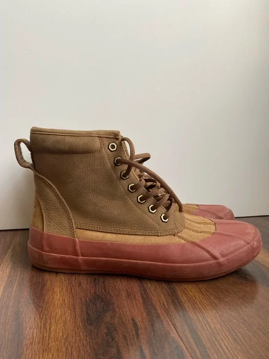 L.L. Bean Bar Harbor Duck Boots Womens 10 Brown Suede Cranberry Rubber Primaloft