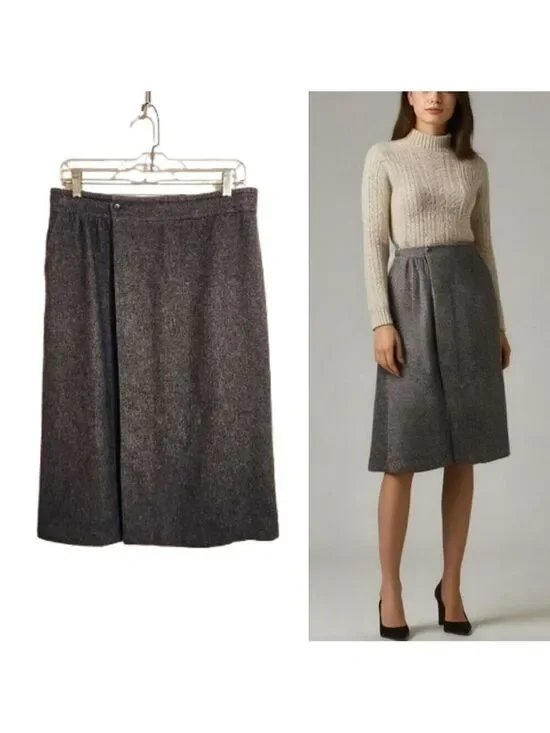Gucci Gray Wool Silk Blend A Line Midi Skirt Size 6
