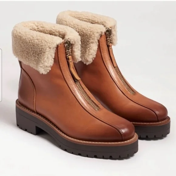 Sam Edelman Jacquie 2 Tan Shearling-Lined Zip‎ Boots