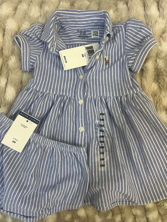 NWT Ralph Lauren Blue and White Striped Button-Down Shirt