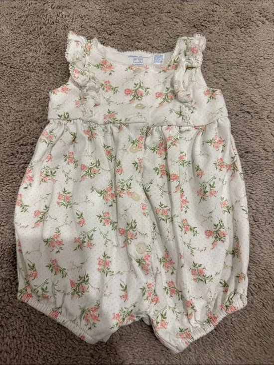 Ralph Lauren White Floral Baby One-Piece Romper