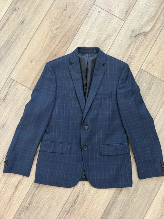 Ralph Lauren Black Label Boys Teens 14R Blue Plaid Blazer Sports Coat