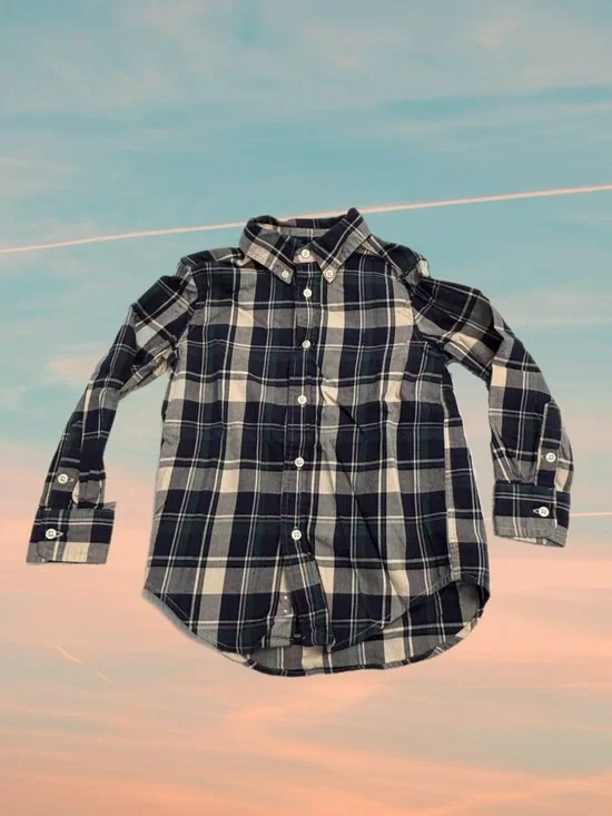Boys Ralph Lauren Navy, Green & White Plaid Button-Up Shirt Size 4 / 4T