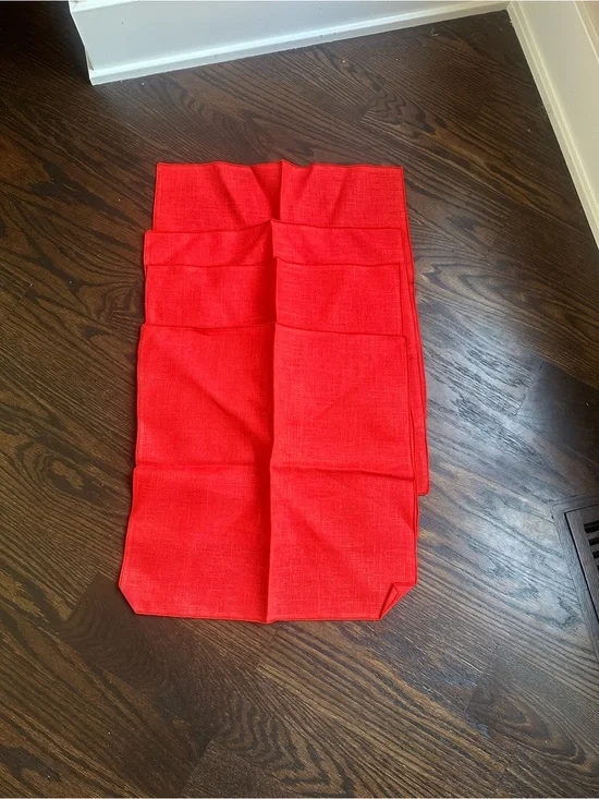 4 vintage red linen napkins
