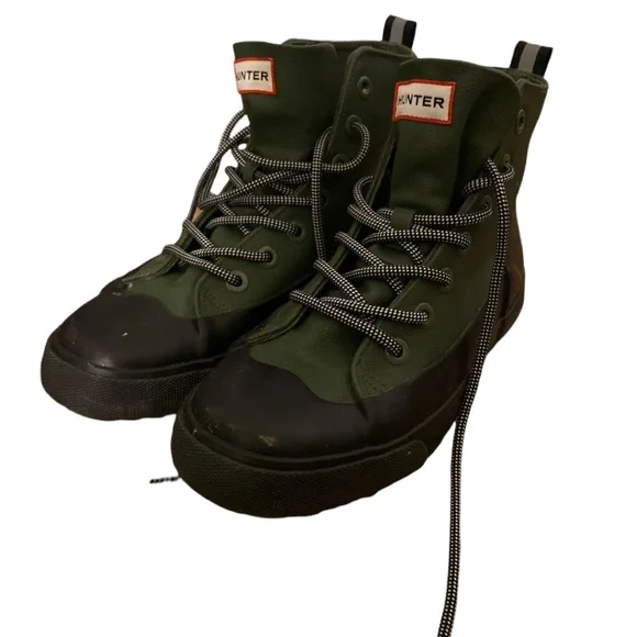 Hunter Green High-Top Rain Boots with Black Soles