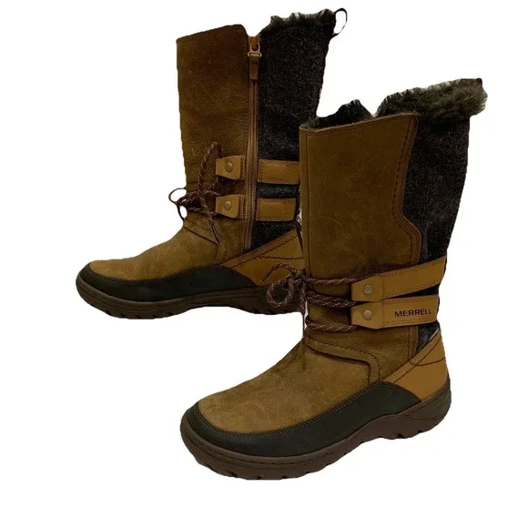 Merrell Sylva‎ Waterproof (Tan) Tall Winter Boots Size 7 Women's 200 Gram Insu-